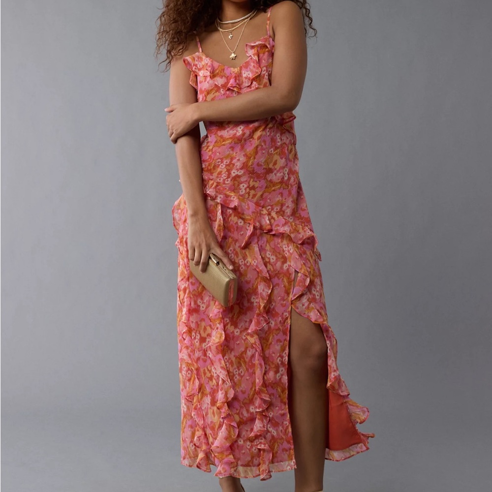 AE Asymmetrical Ruffle Maxi Slip Dress New size small tags not attached
